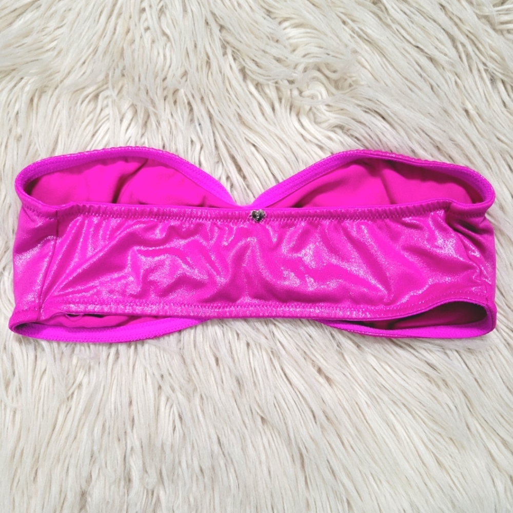 PINK Victoria's Secret Shiny Pink Bandeau Size Medium - Picture 2 of 7
